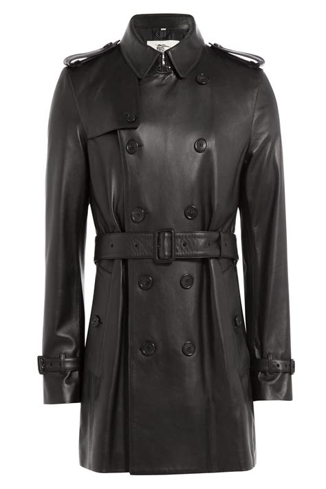 burberry calfskin leather jacket|Leather Trench Jacket in Black .